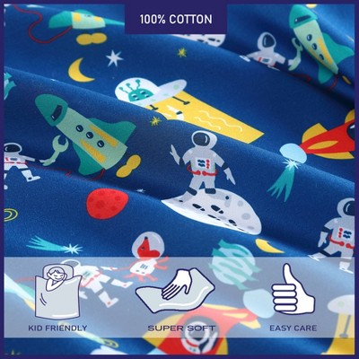 Blue Space Print Kids Twin Microfiber Sheet Set