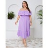 Women Plus Size Off Shoulder Maxi Dress Ruffle Flowy Casual Summer Boho Long Dresses - 3 of 4
