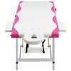 vidaXL 2-Zone Foldable Massage Table Aluminum White and Pink - 2 of 4
