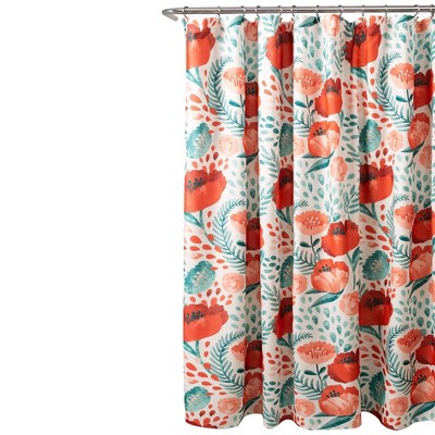 Multi Poppy Garden Floral Print Shower Curtain