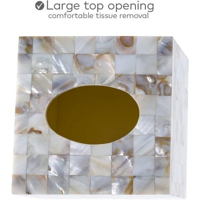 Milano Iridescent White and Beige Capiz Shell Tissue Box Holder