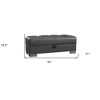 HomeRoots 52" Black and Brown Faux Leather Storage Ottoman - 3 of 4