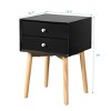 FONTOI Nightstands, Nightstand with 2 Drawers and Wood Legs, Side Table with Storage Cabinet for Bedroom Living Room, Black, 15.7"*24"*15.75" - 2 of 4