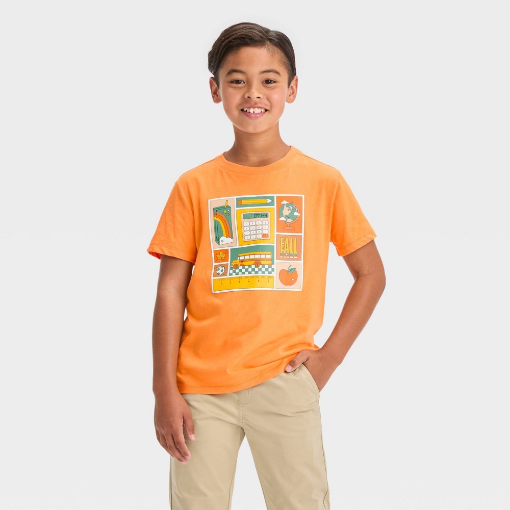 Boys' Short Sleeve School Graphic T-Shirt - Cat & Jack™ Orange L