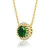 Two-Tone Necklace with Round Colored Cubic Zirconia and Gold Link Chain A Vibrant and Elegant Design Featuring Sparkling Colored Stones. - 3 of 3