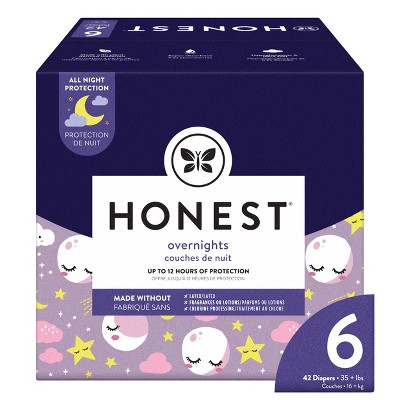 The Honest Company Clean Conscious Girls' Starry Night Disposable Overnight Diapers - Size 6 - 42ct
