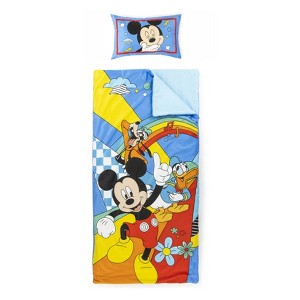 Jay Franco Kids Disney Mickey Mouse 2 Piece Set Indoor Sleeping Bag for School and Sleepovers - 1 of 4