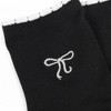 Anna-Kaci Women's Ankle Socks 3-Pack with Scalloped Cuff and Bow Embroidery in Neutral Tones - 4 of 4