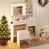 TROPOW Vanity Desk with Mirror and Lights, Makeup Vanity Set with Drawers & Cabinet & Chair, 3 Light Mode and Brightness Adjusted - 3 of 4