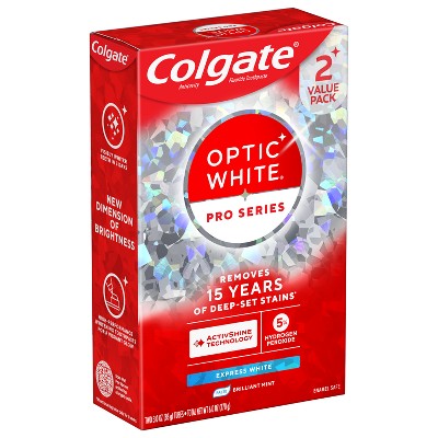 Colgate Optic White Pro Series Express White Teeth Whitening Toothpaste with 5% Hydrogen Peroxide - 3oz/2pk
