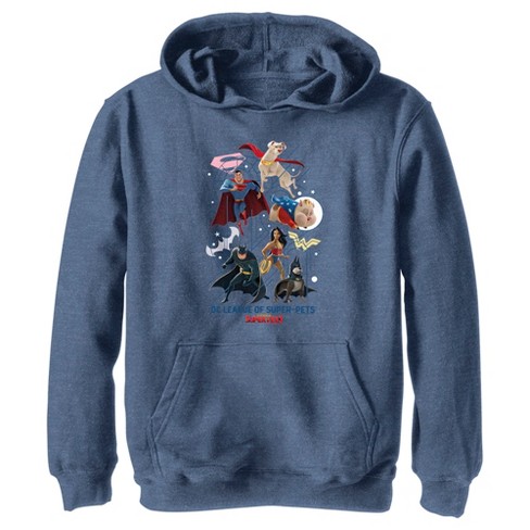 Boy's Dc League Of Super-pets Super Squad Pull Over Hoodie - Navy Blue ...