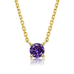 Guili Sterling Silver Necklace with 14K Gold Plating and Birthstone Solitaire – Available in Stunning Gemstone Colors for Personalization - 1 of 3
