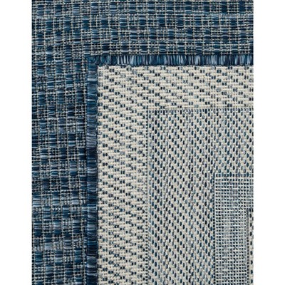 Serene Blue Flatweave 5'3" x 8' Outdoor Rug with Simple Border