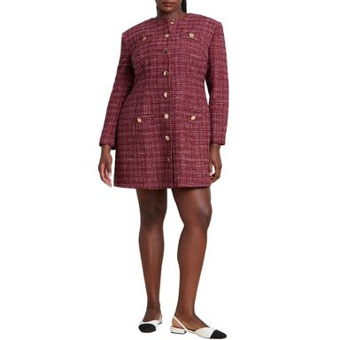 knee length dresses for ladies Tweed check long sleeve dress – Ancosti