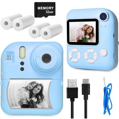 SUGIFT Kids Instant Print Camera with 32GB Card & 4 Rolls Paper, Dual-Lens 1080P Video Camera for Boys & Girls