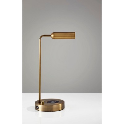 16.5" Wireless Charging Table Lamp (Includes LED Light Bulb) Antique Brass - Adesso