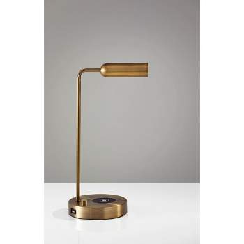 16.5" Wireless Charging Table Lamp (Includes LED Light Bulb) Antique Brass - Adesso
