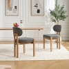 KWPZQEB Wooden Dining Chairs Set of 2, Modern Fabric Upholstered Kitchen Side Chairs, Farmhouse Dining Room Chair with Solid Wood Legs - 2 of 4