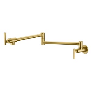 SUMERAIN Gold Pot Filler Faucet Wall Mount Folding Faucet with Double Joint Swing Arms, Two Handle - 1 of 4