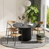 PexFix 46 inch Wood Round Dining Table Circle Kitchen Table with Wood Strip Base Modern Farmhouse Dinner Tables for Kitchen Living Room Black - 3 of 4