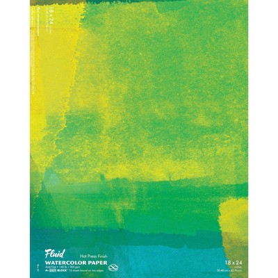 Fluid Hot Press Easy Block Watercolor Paper, 18 x 24 Inches, 15 Sheets