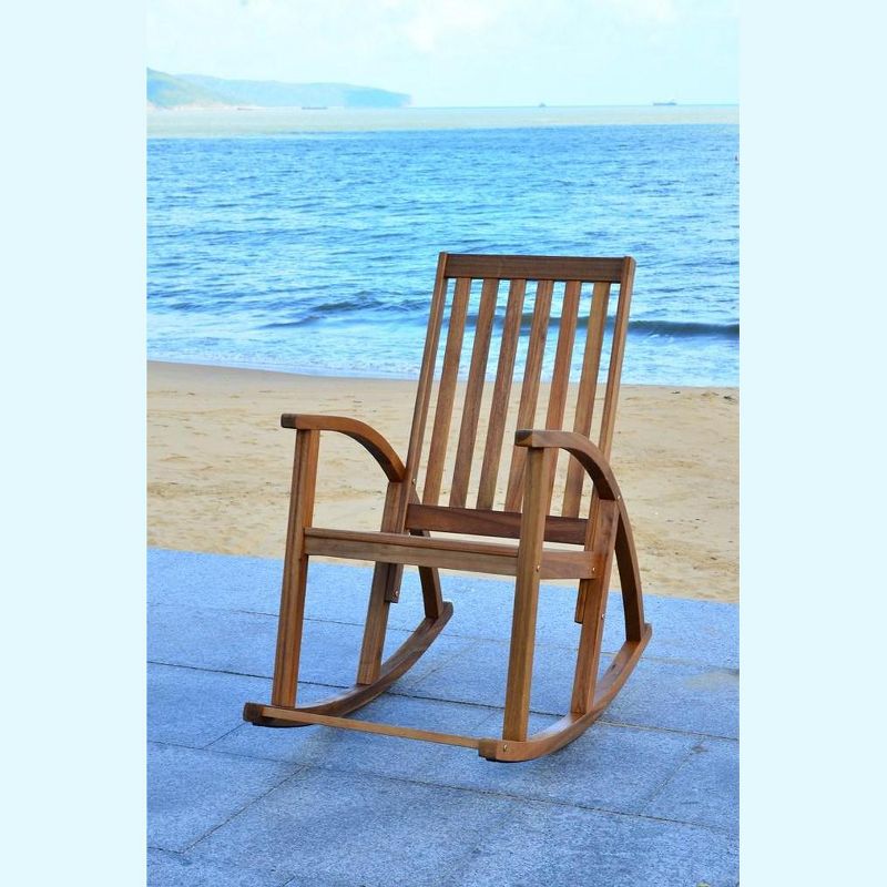 Contemporary Bentwood Acacia Rocking Chair in Brown