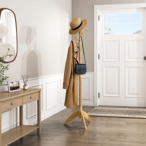 Kumasinova Classic Solid Wood Coat Rack with 9/10/11 Hooks,3/7-Tier Freestanding Coat Racks for Entryway,Clothing Racks for Hanging Clothes - 1 of 4