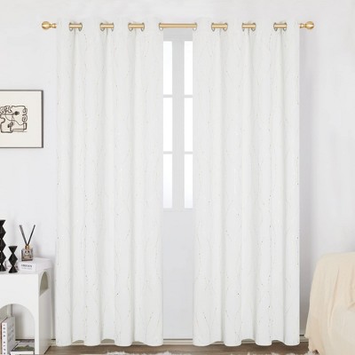 Deconovo Gold Wave Line and Dots Curtain Panel Pair(2 Panel)