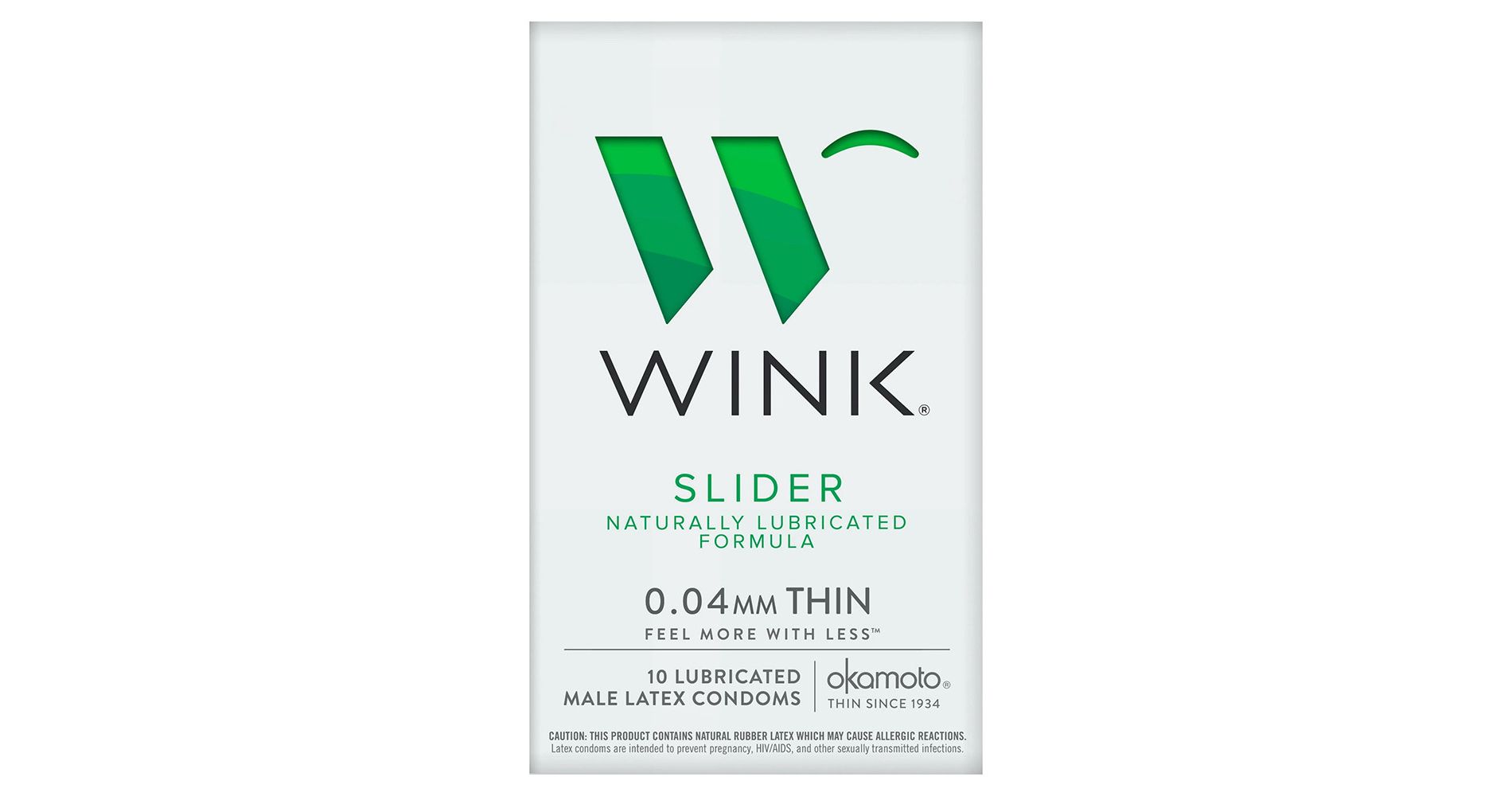 Wink Slider Thin Naturally Lubricated Latex Condoms 10Ct