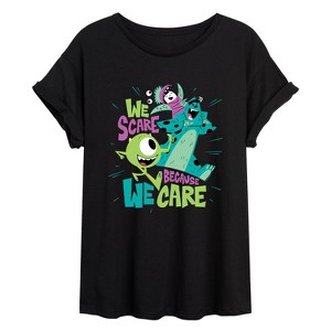 Women's - Disney - We Scare Because We Care Oversized Graphic T-Shirt - 1 of 4