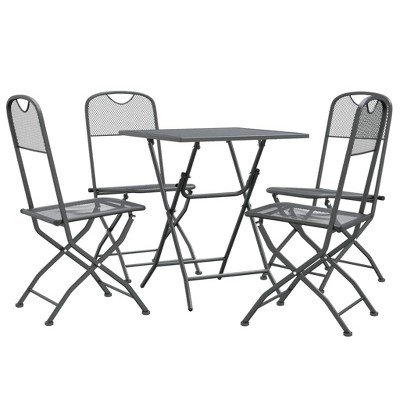 vidaXL Patio Dining Set 5 Piece Garden Dining Set with Patio Table and Chairs Outdoor Dining Set Folding Chair Expanded Metal Mesh Anthracite