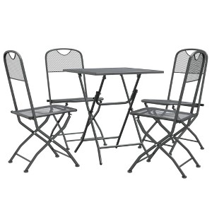 vidaXL Patio Dining Set 5 Piece Garden Dining Set with Patio Table and Chairs Outdoor Dining Set Folding Chair Expanded Metal Mesh Anthracite - 1 of 4