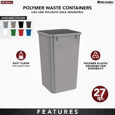 Rev-A-Shelf Green Polymer Pull-Out Trash Bins, 27 Quart, 2 Pack
