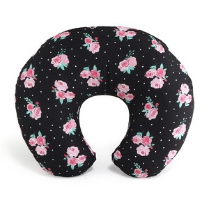 The Peanutshell Nursing Pillow for Breastfeeding, Black Floral - 1 of 4