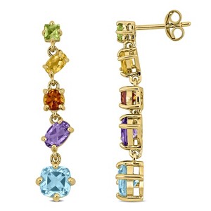 EVERLY JEWELRY | Yellow Plated Sterling Silver 4 1/2 CT TGW Amethyst SKY Blue Topaz Citrine & Peridot Drop Earrings - 1 of 4