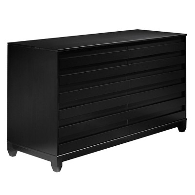 Ilya Solid Wood Modern Panel Front 6 Drawer Dresser Black - Saracina Home