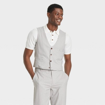 Houston White Adult Houndstooth Suit Vest - Gray