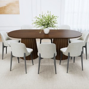 86 inch Double-base Oval Black Dining Table with 8 Dining chairs Suitable for Dining Room / Living Room - 1 of 4