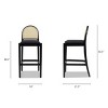 30.5" Bar Height Cane Rattan Bar Stools Set of 2 with Upholstered Seat & Footrest for Kitchen Island-Baofuwish - 4 of 4