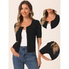 Allegra K Women's Casual Crochet Knit Button Up Sweater Short Sleeve Cardigan - 2 of 4