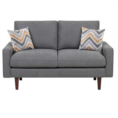 Loveseat with USB Charging Ports & Pillows in Gray - Lilola Home