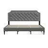 Glenwillow Home Curta Upholstered Platform Bed, Clipped Nailhead Trim with Button Tufting, Mattress Foundation, No Box Spring, Stone, California King - 3 of 4
