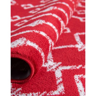 Trellis Elegance 6' x 9' Red Synthetic Rectangular Rug