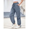 Womens Parachute Cargo Pants with Pockets Drawstring Hiking Pants Lightweight Low Waist Baggy Joggers - 3 of 4