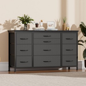 10-Drawer Dresser for 55" TVs - Sturdy Metal Frame Entertainment Center with Power Outlet, Bedroom/Living Room Storage - 1 of 4