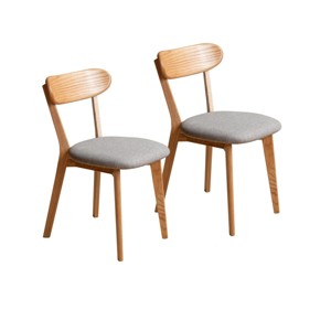 SEVOBAL Dining Chairs Set of 2 Solid Oak Wood Upholstered Chairs with Curved Backrest for Kitchen Dining Room, Brown, 18.7"*21.85"*30.71" - 1 of 4