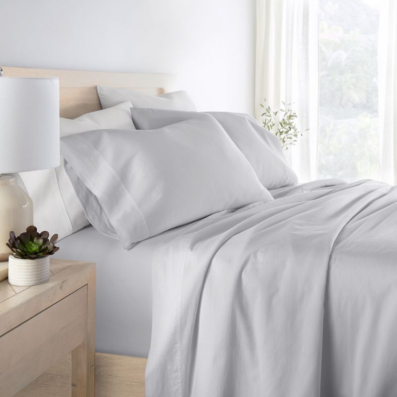 300 Thread Count 100% Cotton 4 Piece Solid Sheet Set Sateen Weave - Becky Cameron, 3 of 14