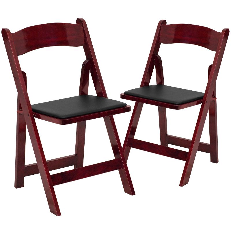 Flash Furniture 2 Pack HERCULES Series Wood Folding Chair with Vinyl Padded Seat, 1 of 12