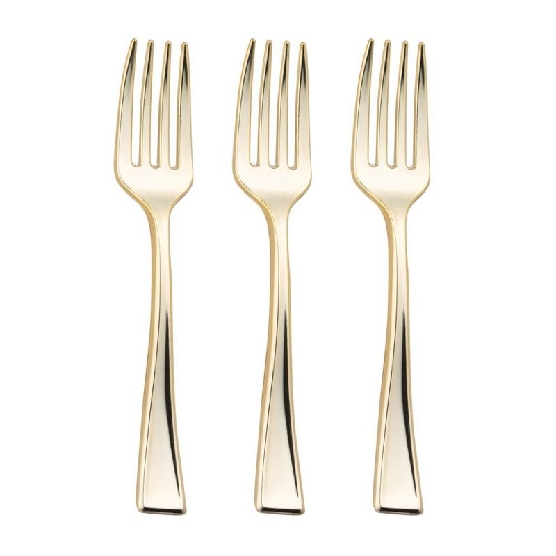 Smarty Had A Party Shiny Metallic Gold Mini Plastic Disposable Tasting Forks (600 Forks), 1 of 4