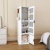 CIPACHO White 360 Rotating Makeup Jewelry Cabinet with Full Length Mirror Coat Rack 4 Open 2 Built in Shelves - 4 of 4
